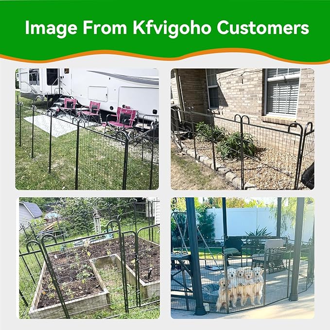 Dog Playpen Outdoor 32 Panels Heavy Duty Dog Fence 47" Height Anti-Rust with Doors Portable for RV Camping Yard, Total 71FT, 406 Sq.ft, Snowy Black-PurrikoPets