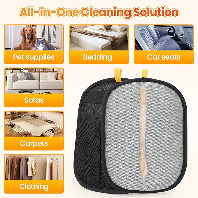 2 Pcs Pet Hair Removal Glove for Cats Dogs, 2025 Upgraded Five-Finger Electrostatic Glove for Deshedding Grooming, Reusable Washable Hair Remover for Furniture Couch Car Seat Carpet Bedding-PurrikoPets