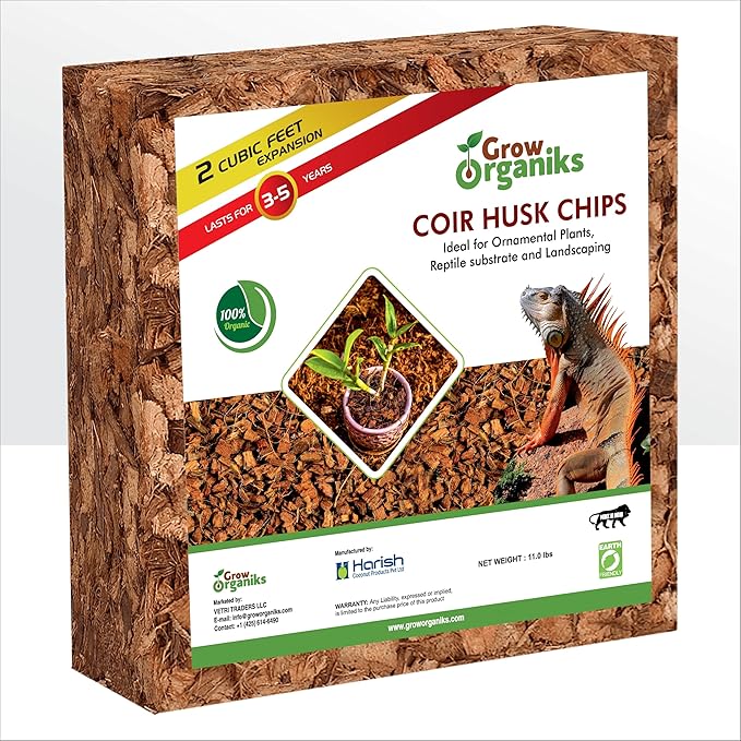 72 Quart Reptile Substrate Coconut Chip Bedding Compressed Organic Coco Husk Block for Snake Habitat, Ball Python Terrarium, Turtle Tanks, Tortoise Enclosure, Potting Soil Mix for Greenhouse-PurrikoPets