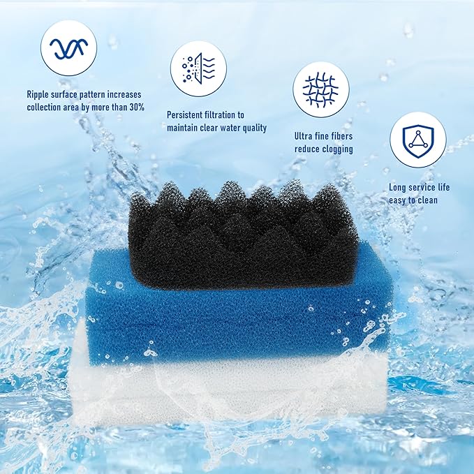 10Pcs Bio Foam Value Pack for Fluval 106/107 Aquarium Filter Media-PurrikoPets