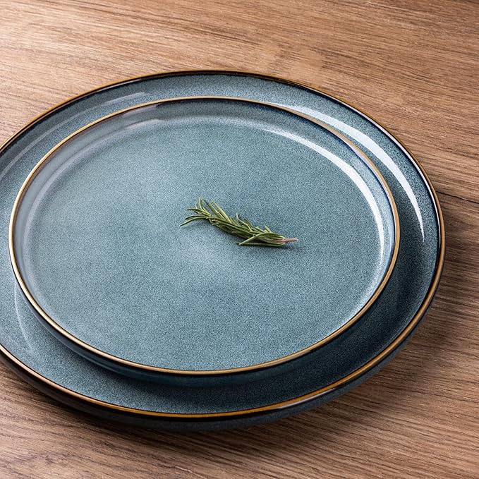 GBHOME Ceramic Dinnerware Sets for 4, 12 Pieces Stoneware Plates and Bowls Sets, Reactive Glaze Dishes -Scratch Resistant, Dishwasher&Microwave Safe, Space Blue-PurrikoPets