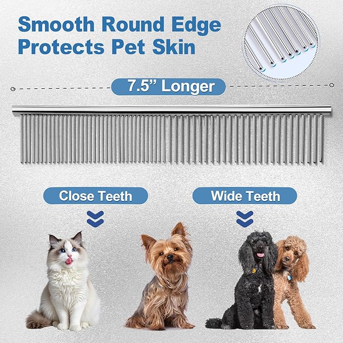 Gimars Titanium Coated Professional 6 in 1 4CR Stainless Steel Dog Grooming Scissors with Safety Round Tip, Heavy Duty Pet Grooming Scissor for Dogs, Cats and Other Animals-PurrikoPets