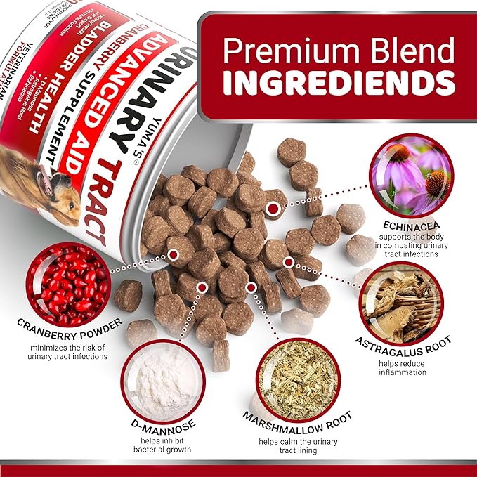 Dog UTI Treatment - 170 Treats - Cranberry Supplement for Dogs - Bladder Control - Urinary Tract Infection Treatment - UTI Medicine Multivitamin - Vitamins and Supplements - Made in USA-PurrikoPets