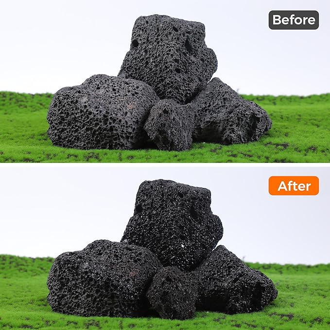 2-6 Inches Large Natural Black Lava Rock 4 PCS Aquarium Rocks for Aquascaping, Aquarium Landscaping, Terrariums, Fish Tank Decoration, Vivariums, Paludarium, Reptile and Amphibian Enclosures-PurrikoPets