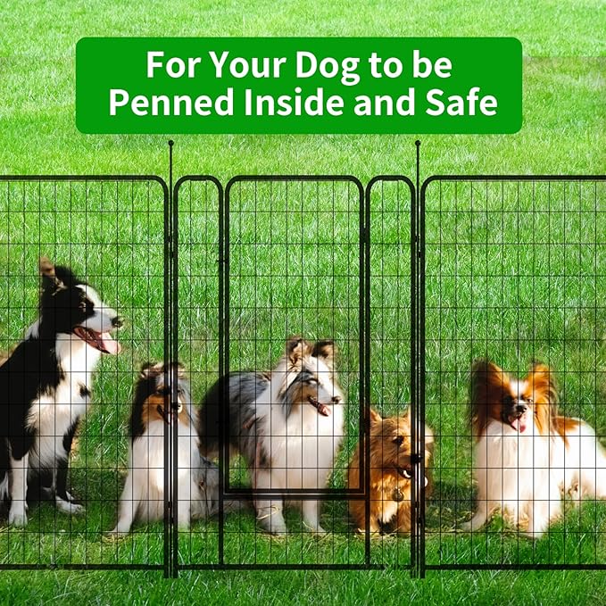 Dog Playpen Outdoor 16 Panels Heavy Duty Dog Pen 26" W×50" H Anti-Rust Exercise Fence with Doors for Large/Medium Pet Play for RV Camping Yard-PurrikoPets