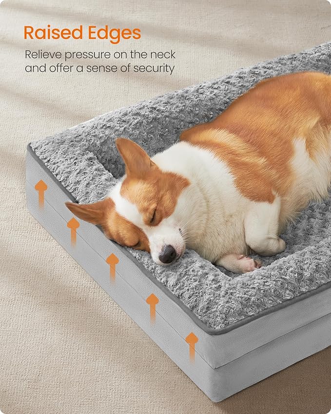 Feandrea Orthopaedic Dog Bed for Medium Dogs, Waterproof Dog Sofa Bed with Removable Washable Cover, 28 x 23 x 6.5 Inches, Dove Gray UPGW251G01-PurrikoPets