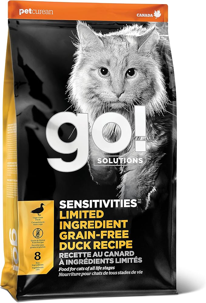 Go! Solutions Sensitivities Limited Ingredient, Grain-Free Dry Cat Food, Duck Recipe for Sensitive Stomach, 16 lb Bag-PurrikoPets