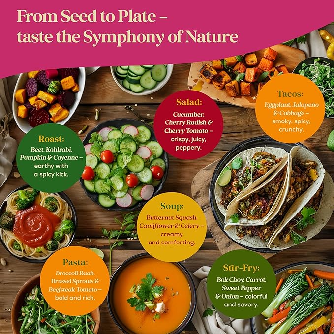 25 Gourmet Garden Vegetable Seeds Variety Pack - 14,965+ Non-GMO Heirloom Vegetables Seeds for Planting Indoor&Outdoor Home Garden Seeds - Gardening Seed Packets for Planting Vegetable Seeds-PurrikoPets