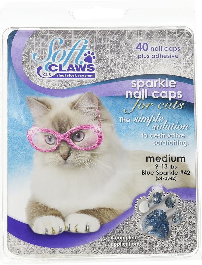 Feline Soft Claw Nail Caps M Blu Sprk-PurrikoPets
