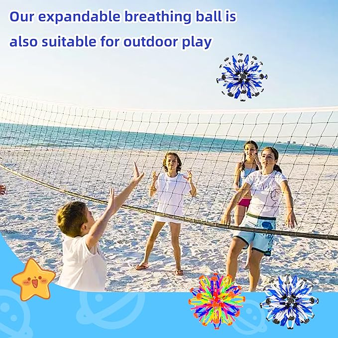 2Pcs Colorful Sphere Expandable Breathing Balls Fidget Toy-Great Anxiety Stress Reliever,Collapsible Expanding Magic Ball Toys for Kids & Adults Mindfulness Meditation Practices , Yoga -ADHD-PurrikoPets