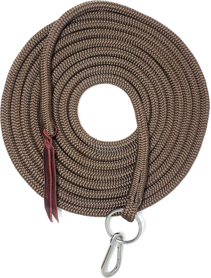 22' Long Line with SS O Ring and Carabiner (Brown)-PurrikoPets