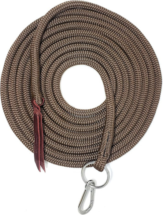 22' Long Line with SS O Ring and Carabiner (Brown)-PurrikoPets