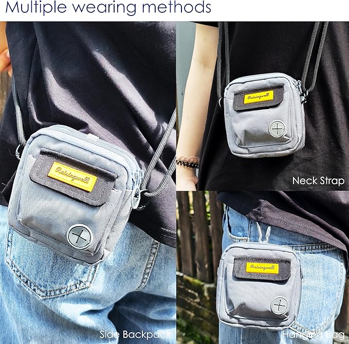 Dog Treat Pouch for Pet Walking and Training with Clicker Poop Bags and Three Bags Design Small Fanny Zipper Pack Holder for Puppy Snack Dispenser Kit for Leash and Outdoor Use (Gray)-PurrikoPets