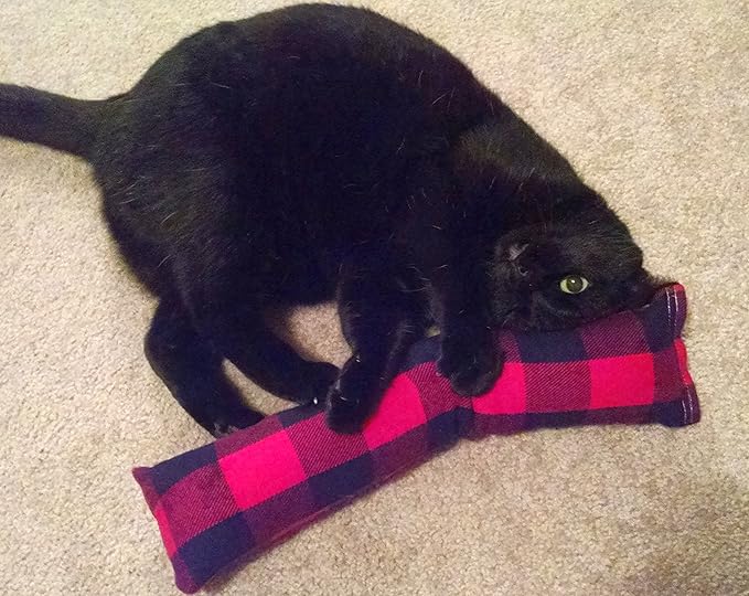 15" Catnip Cat Kicker Toys/Kitty Kick Sticks/Cat-Nip Kick Sticks (Red/Black Flannel) (Kickers Filled with 1 oz Premium Canadian Catnip)-PurrikoPets