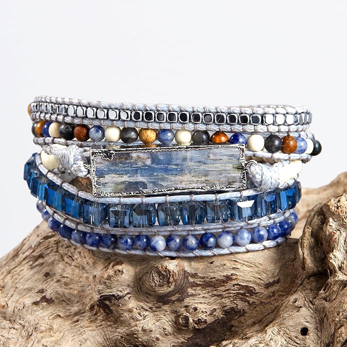 ZOSOJONA Women Handmade Boho Wrap Bracelets Natural Stone Variety Beads Strand Bracelet
