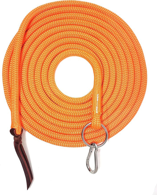 22' Long Line with SS O Ring and Carabiner (Neon Orange)-PurrikoPets
