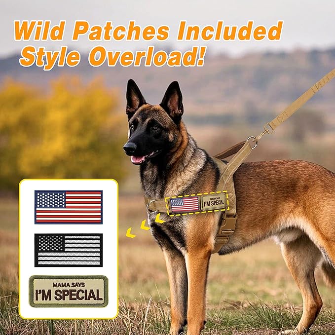 Forestpaw No Pull Dog Harness - Soft Flannel Padded Tactical Dog Vest Harness with Quick Release Buckle, Adjustable Reflective Pet Harness for Large Dogs Walking Training,Brown XL-PurrikoPets
