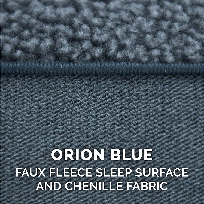 Furhaven Pillow Dog Bed for Medium/Small Dogs w/ Removable Bolsters & Washable Cover - Sherpa & Chenille Sofa - Orion Blue, Medium-PurrikoPets