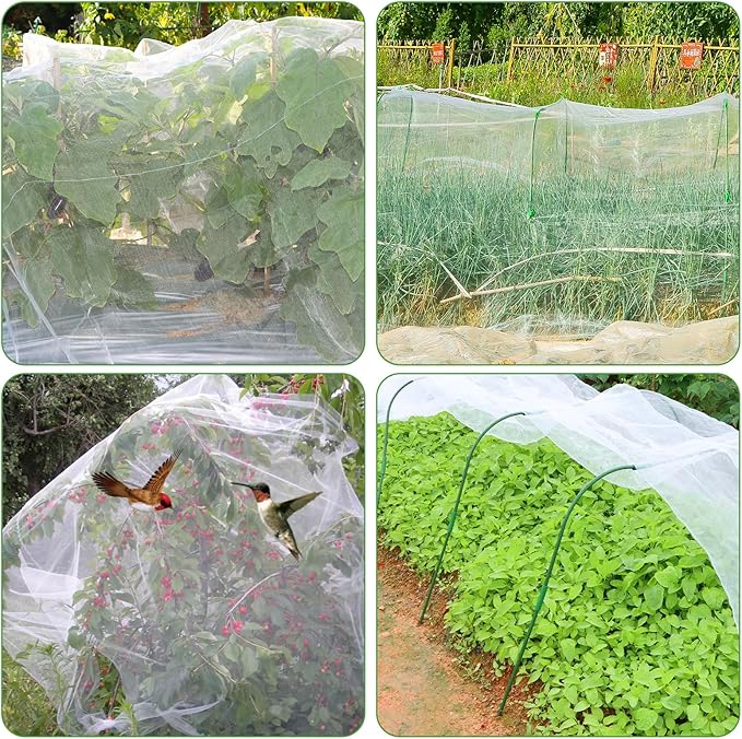 Garden Netting Kit, 10X30 Ft Garden Ultra Fine Mesh Net Bird Barrier Protection with Garden Hoops for Protect Garden Vegetables Flowers Shrubs Fruit Trees Indoors & Outdoors Plant Beds Greenhouse-PurrikoPets
