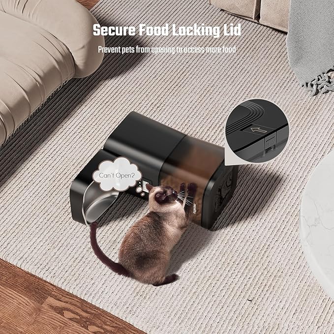 Espelho Automatic Cat Feeder- 4L Timed Cat Food Dispenser 1-6 Meals Control for Cat and Small Dog- Auto Pet Feeder with Desiccant Bag Keep Fresh for Reliable Easy Set Up and Clean- Voice Recorder-PurrikoPets