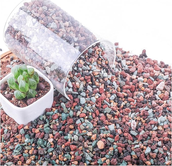 5lb Mix Horticultural Lava Rock Pebbles Pumice Potting Soil Amendment Succulent Cactus Bonsai Gritty Rock Decorative Gravel Plant Drainage Volcanic Rock for Aquarium Fairy Gardening Top Dressing-PurrikoPets