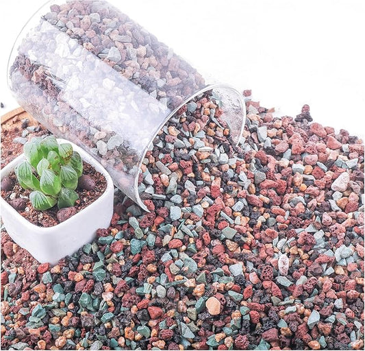 5lb Mix Horticultural Lava Rock Pebbles Pumice Potting Soil Amendment Succulent Cactus Bonsai Gritty Rock Decorative Gravel Plant Drainage Volcanic Rock for Aquarium Fairy Gardening Top Dressing-PurrikoPets