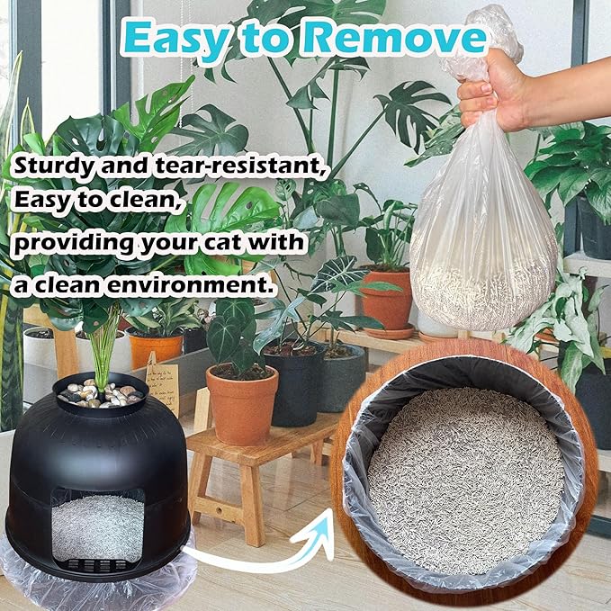 50 Pack Litter Box Liners Compatible with Lifewit Litter Box Cat, Elastic Band Trash Bags for Disposal of Cat Waste, Waterproof and Leak Proof (Clear)-PurrikoPets