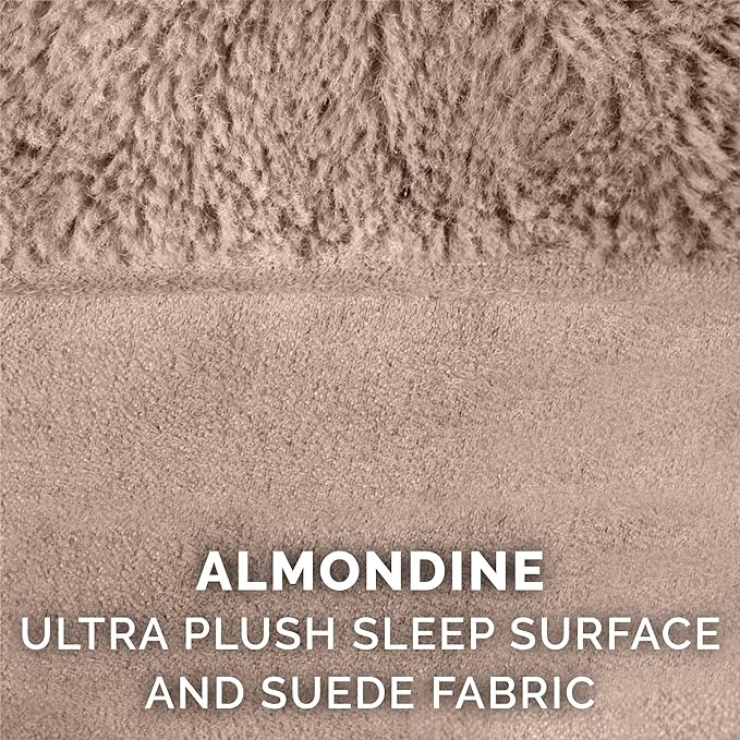 Furhaven Orthopedic Dog Bed for Large/Medium Dogs w/ Removable Bolsters & Washable Cover, For Dogs Up to 55 lbs - Plush & Suede Sofa - Almondine, Large-PurrikoPets