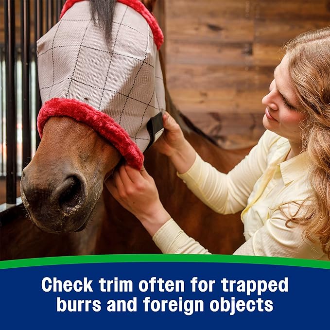 Farnam SuperMask II Fly Mask Without Ears for Larger Horses, Full Face Coverage and Eye Protection from Insect Pests, Structured Classic Styling Mesh with Plush Trim, XL Size-PurrikoPets