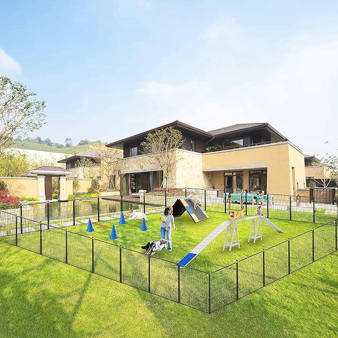 Dog Playpen 32 inch 30 Panels Indoor Outdoor Dog Pen for Medium/Small Dogs Heavy Duty Metal Dog Fence Outdoor for Yard, Puppy Playpen with Door Portable Pet Fence for RV Camping Yard-PurrikoPets