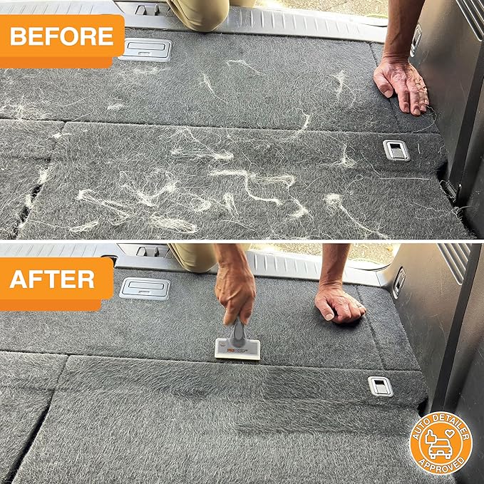 FurDozer X6 Pet Hair Remover & Auto Detailing Tool - Cat & Dog Hair Remover for Carpets, Car Interiors, Couches, Bedding, & Furniture - Reusable Pet Hair Removal Tool for Cat and Dog Fur & Lint, Grey-PurrikoPets