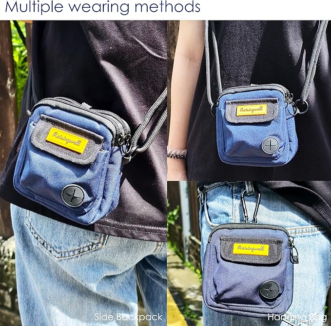 Dog Treat Pouch for Pet Walking and Training with Clicker, Poop Bags and Three Bags Design Small Fanny Zipper Pack Holder for Puppy Snack Dispenser Kit for Leash and Outdoor Use (Blue)-PurrikoPets