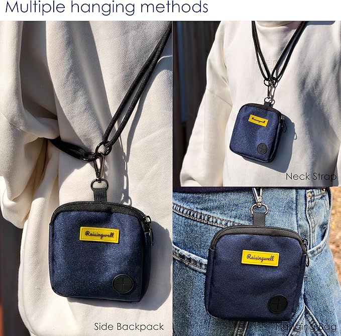 Dog Treat Pouch for Pet Walking and Training with Clicker Poop Bags Small Fanny Zipper Pack Holder for Puppy Snack Dispenser Kit for Leash and Outdoor Use (Blue)-PurrikoPets