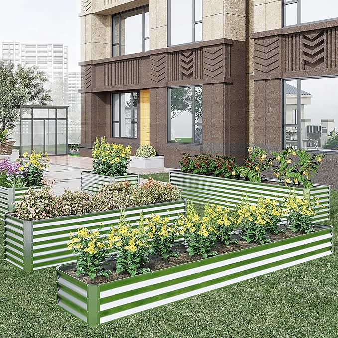 EKX 4x2x2FT Galvanized Raised Garden Bed, Raised Garden Bed Kit-Metal Planter Box Outdoor,Planting for Vegetables, Fruits,Herbs, Flowers-Slive-PurrikoPets