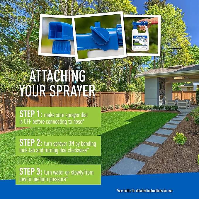 Adams Plus Yard Spray ; Kills Mosquitoes, Fleas, Ticks, Ants, And Many Other Listed Nuisance Pests in Outdoor Areas ; Treats Up to 5,000 Square Feet ; Easy To Use Hose-End Spray ; 32 Fl Oz-PurrikoPets