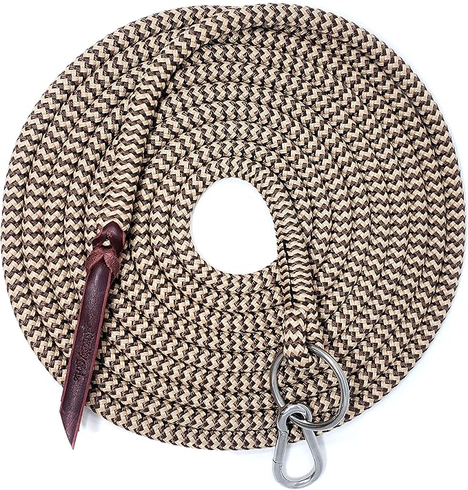 22' Long Line with SS O Ring and Carabiner (Brown Beige)-PurrikoPets