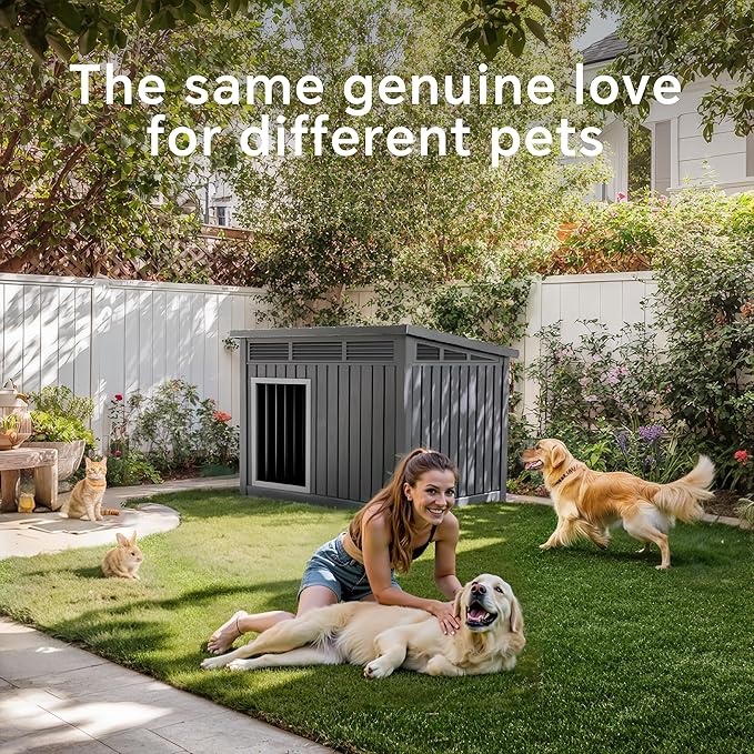 DRATO Dog House for Both Indoor and Outdoor with Weatherproof Roof Removable Floors for Medium to Large Dogs Interior Space (Black, Medium(32.2 * 25.12 * 24.13''))-PurrikoPets