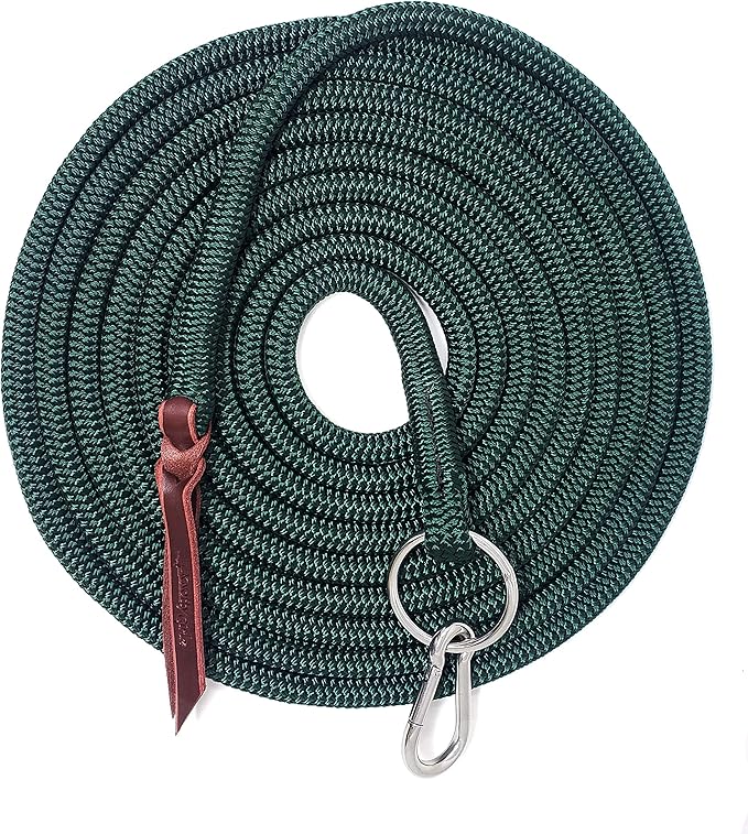 22' Long Line with SS O Ring and Carabiner (Hunter Green)-PurrikoPets