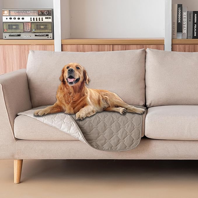 gogobunny 100% Double Sided Waterproof Dog Blanket Soft Pet Bed Cover Reversible Protect Furniture Couch Sofa Car for Puppy Large Dog Cat (Dark Stone/Light Stone, 30x30 Inch (Pack of 1))-PurrikoPets