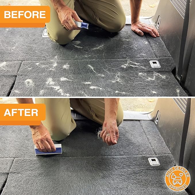 FurDozer X3 MEGA Pet Hair Remover & Auto Detailing Tool - Cat & Dog Hair Remover for Carpet, Car Interior, Couch, Bedding, & Furniture - Reusable Pet Hair Removal Tool for Dog Fur & Lint, 10", Purple-PurrikoPets